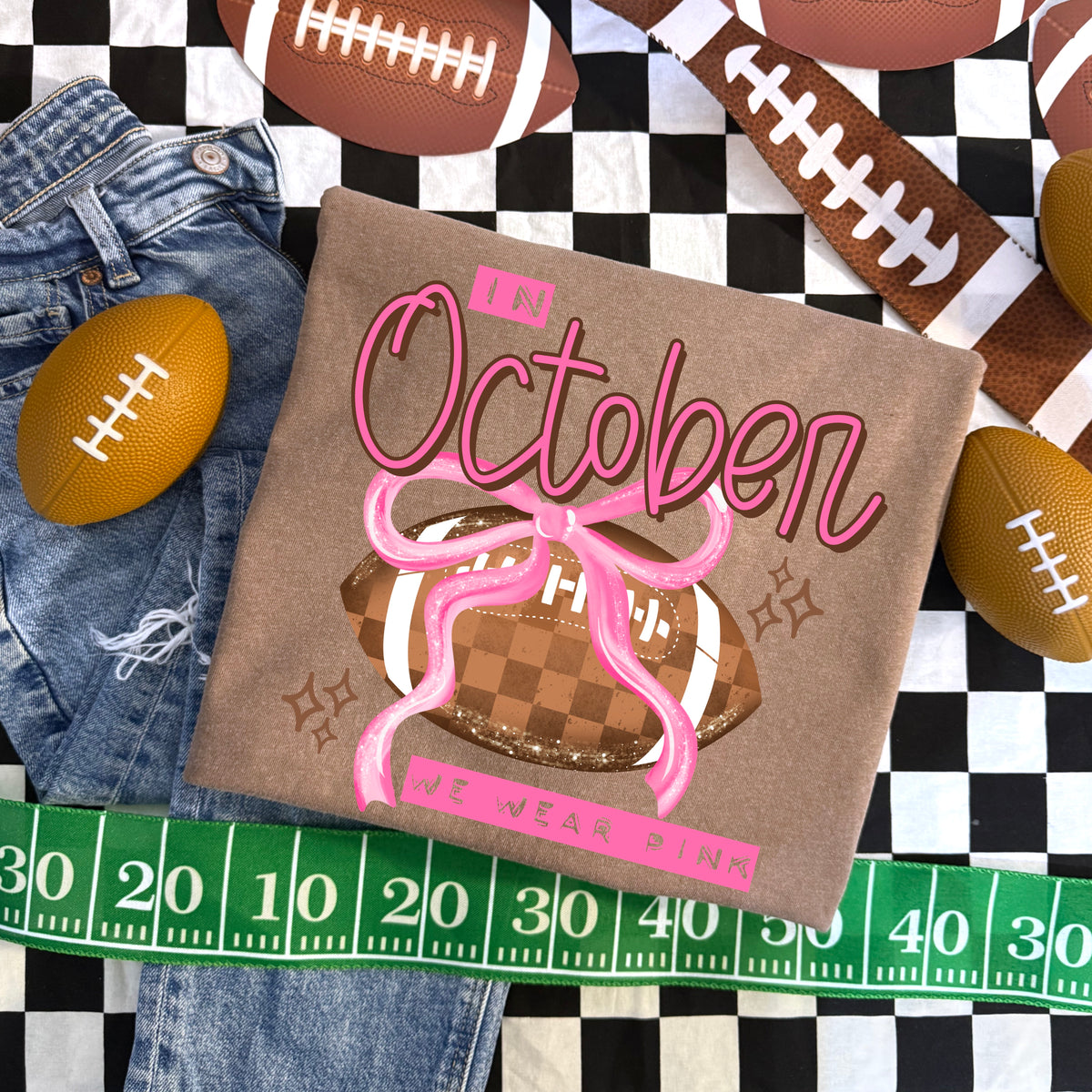 October We Wear Pink Football PNG