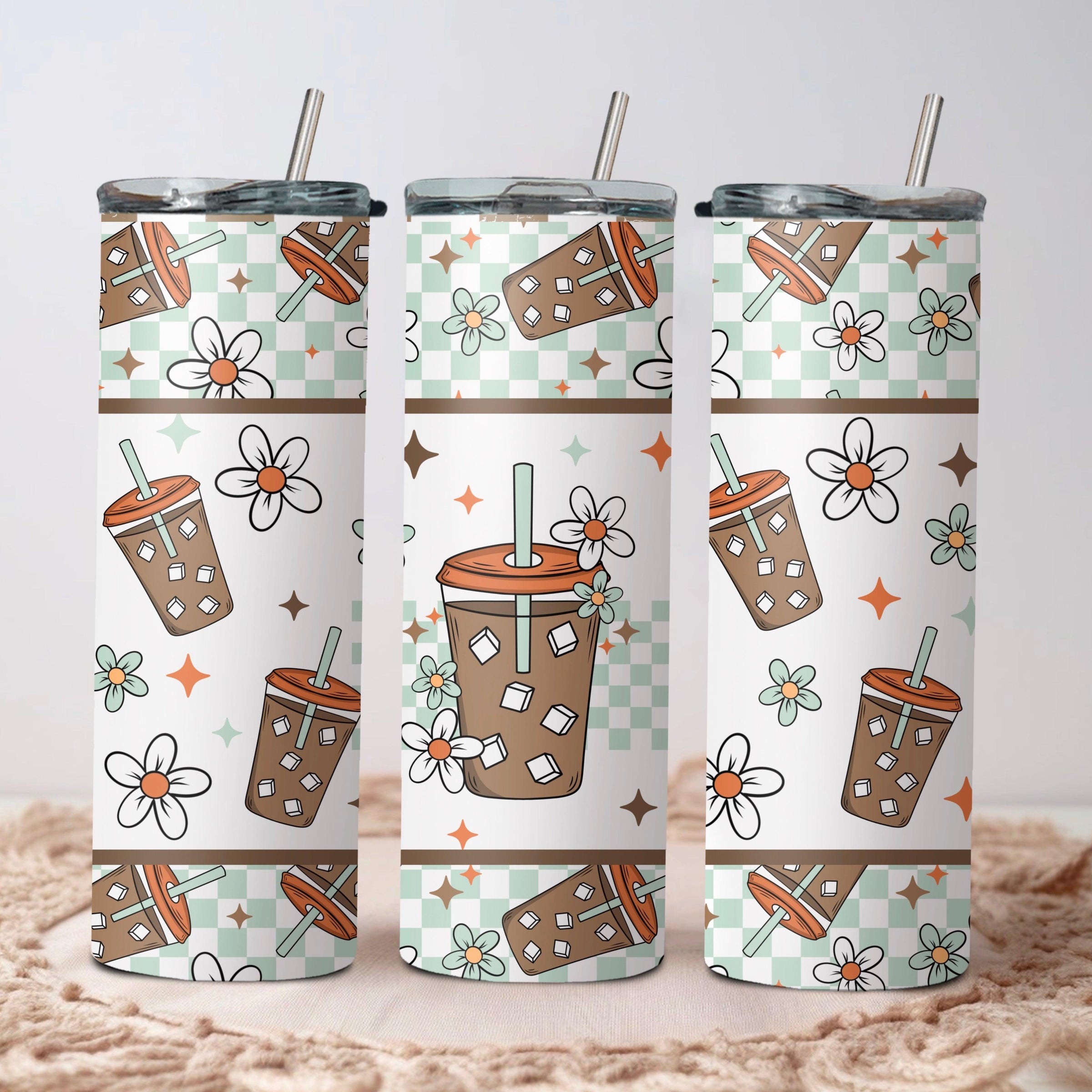 Iced Coffee Checker Tumbler Wrap PNG | DIGITAL DOWNLOAD | DIGITAL FILE ...