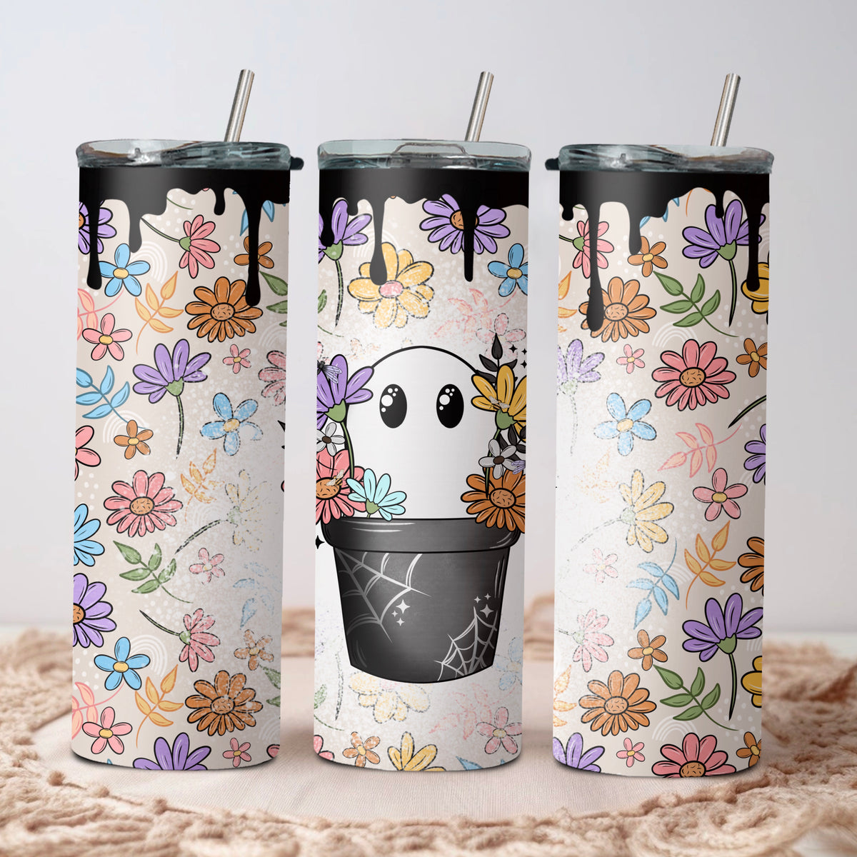 Floral Ghost Tumbler Wrap