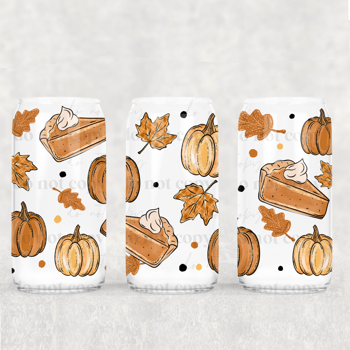 Fall Pumpkin Pie 16oz Glass Wrap