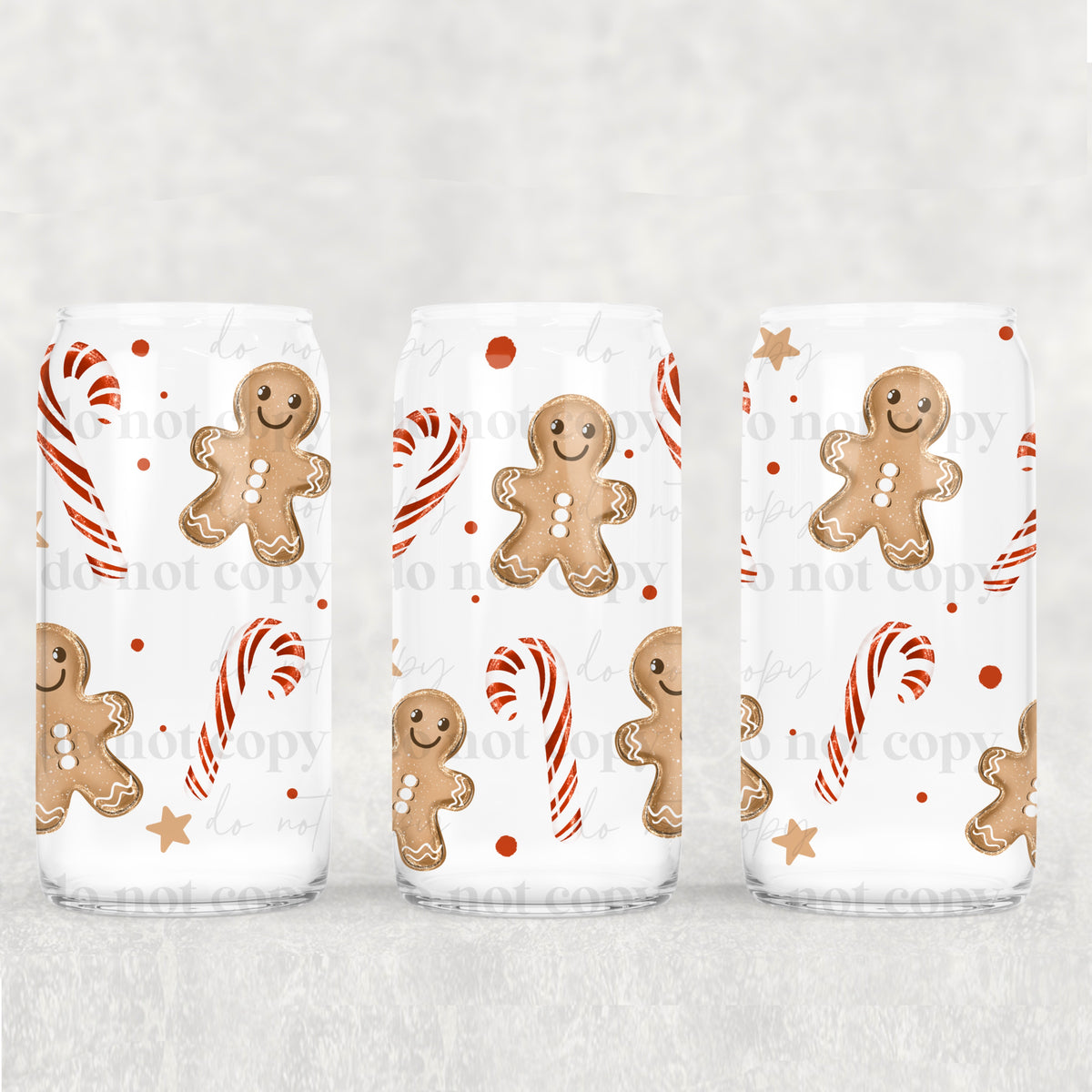 Candy Cane Gingerbread 16oz Glass Wrap