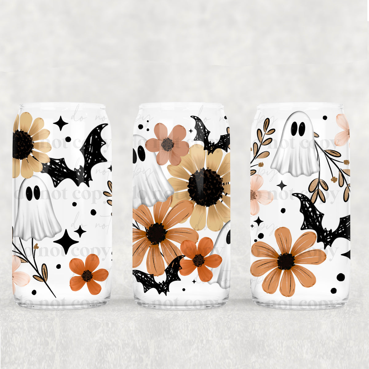 Ghost Floral 16oz Glass Wrap