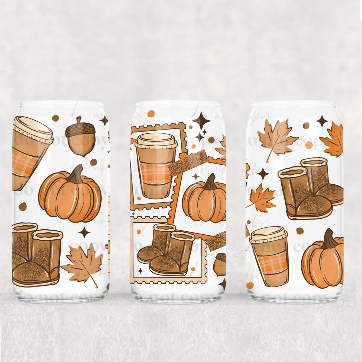Autumn Stamps 16oz Glass Wrap