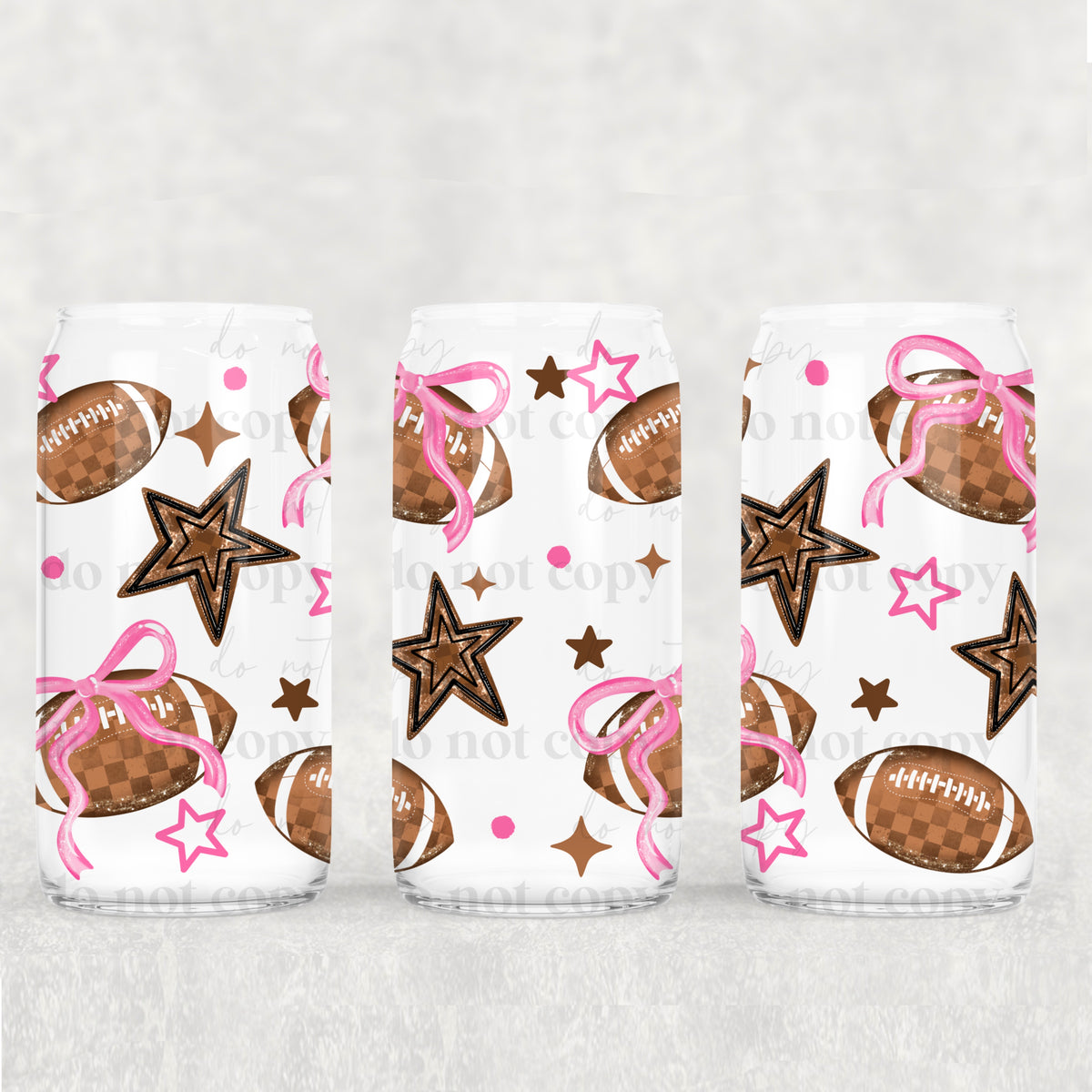 Football Bows 16oz Glass Wrap
