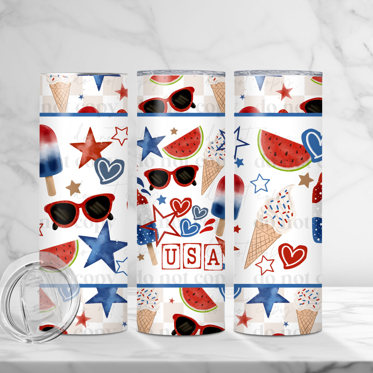 USA Ice Cream Collage Tumbler Wrap