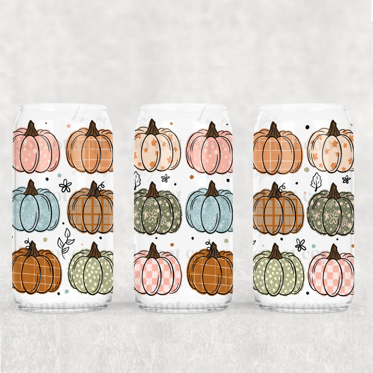 Patterned Pumpkins 16oz Glass Wrap