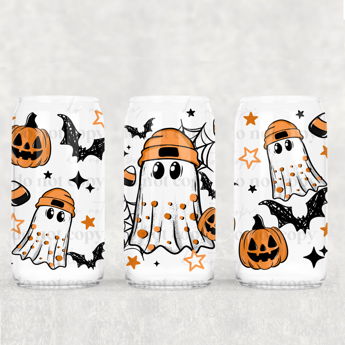 Candy Corn Ghost 16oz Glass Wrap