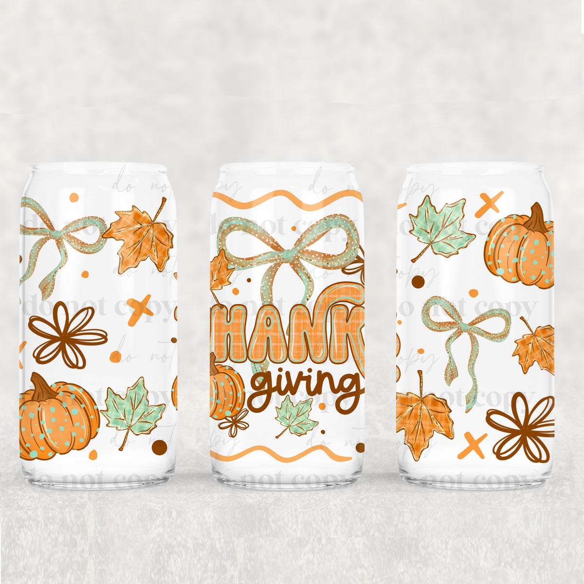 Thanksgiving 16oz Glass Wrap