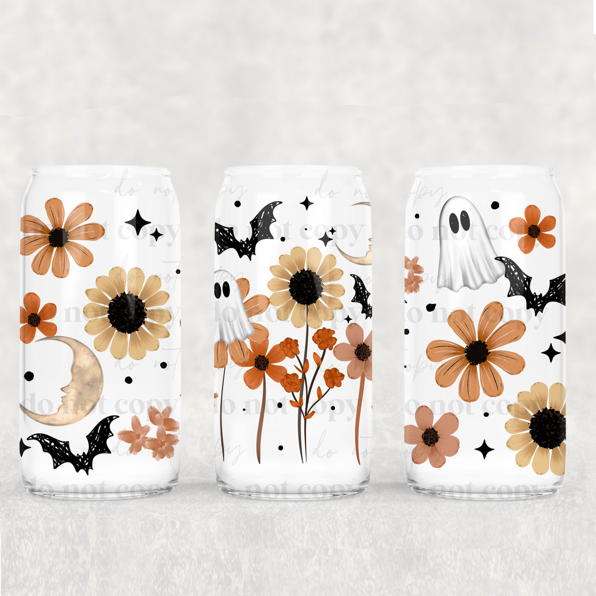 Ghostie Florals 16oz Glass Wrap