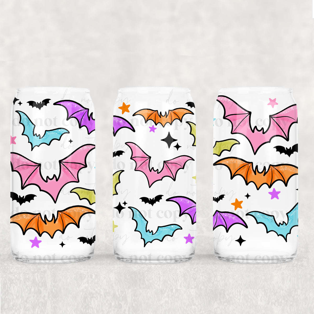 Colorful Bats 16oz Glass Wrap
