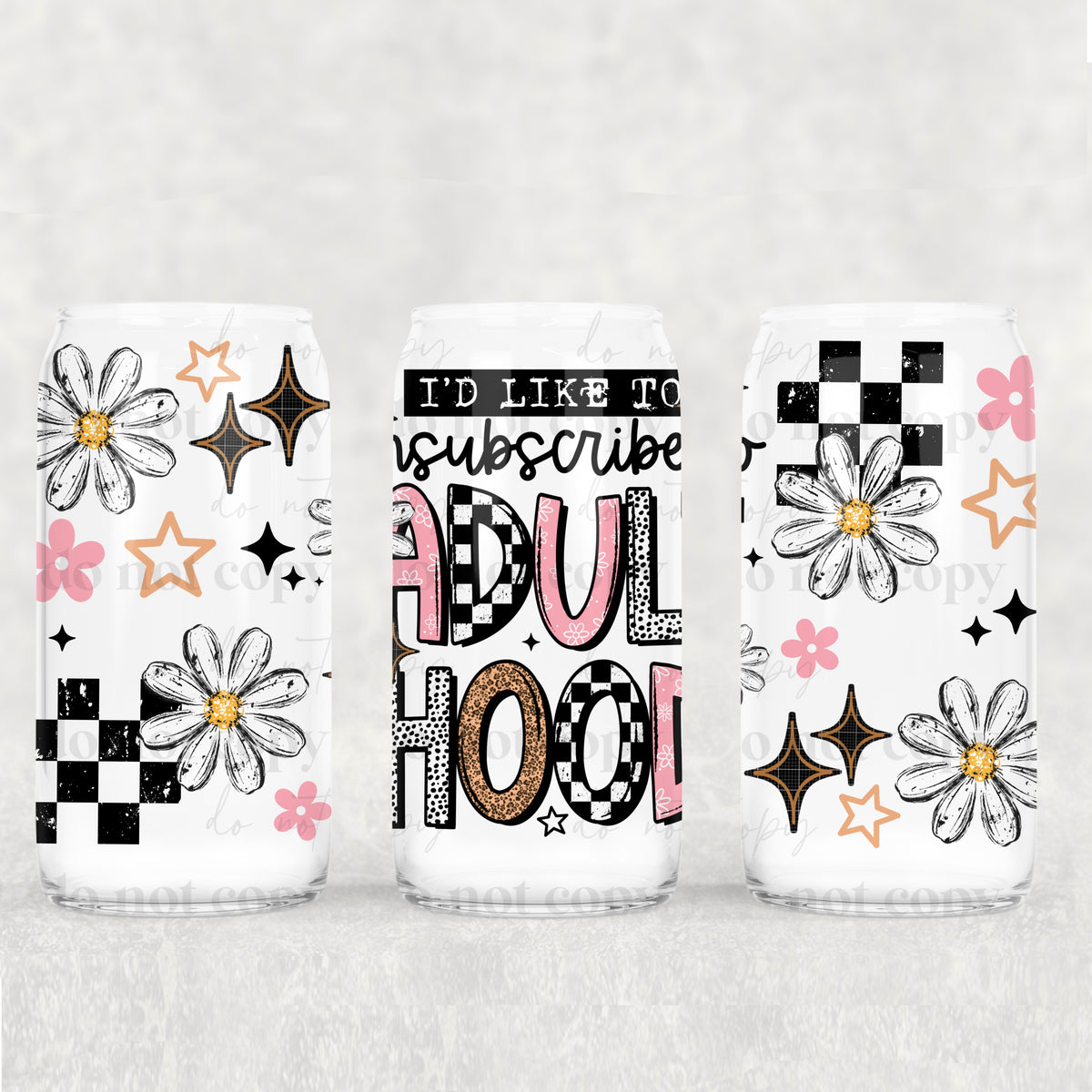 Unsubscribe Adulthood 16oz Glass Wrap