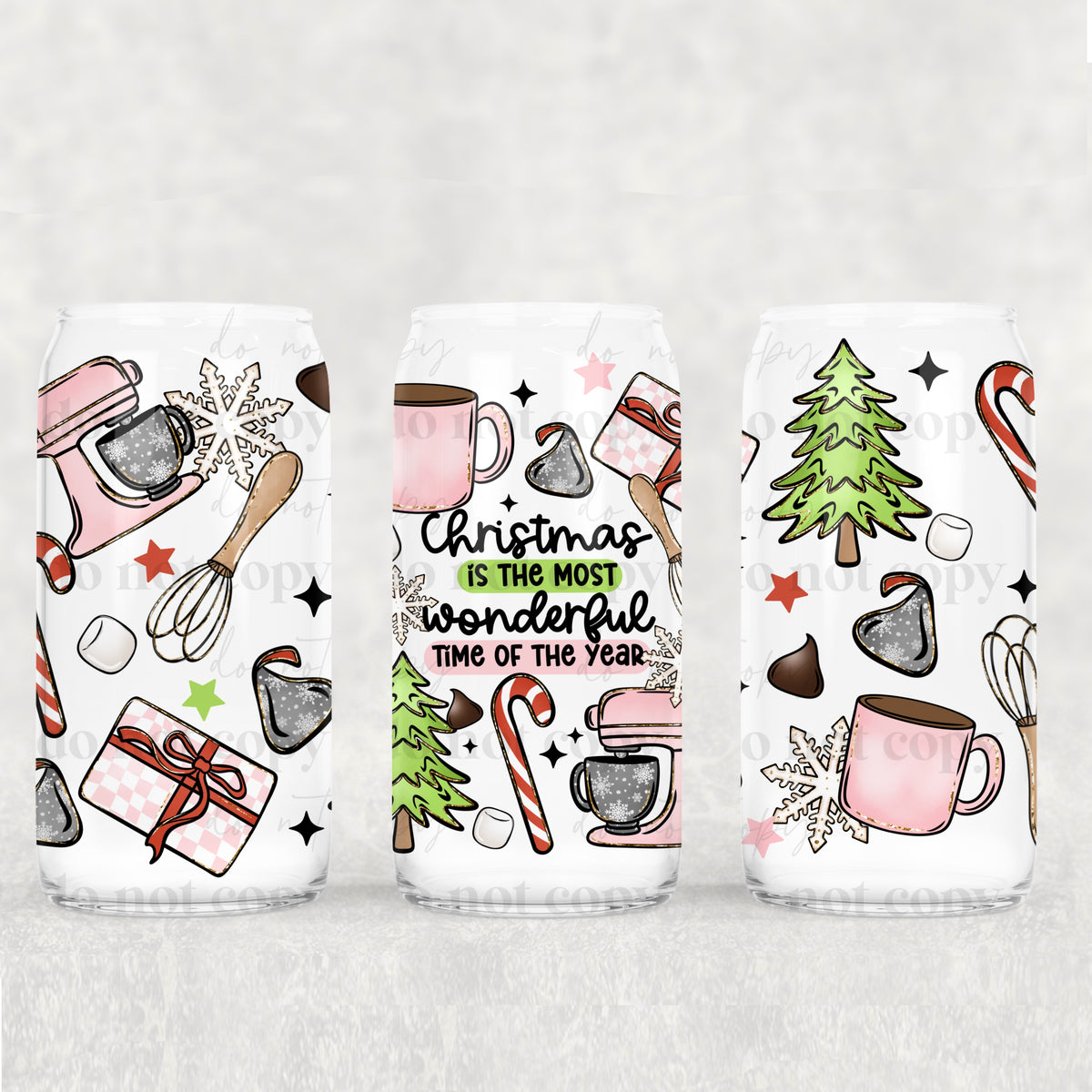 Christmas Most Wonderful Time Of Year 16oz Glass Wrap