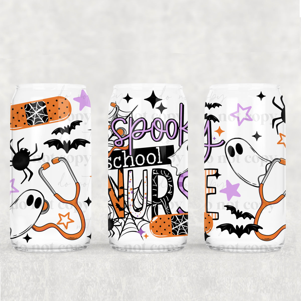 Spooky School Nurse 16oz Glass Wrap