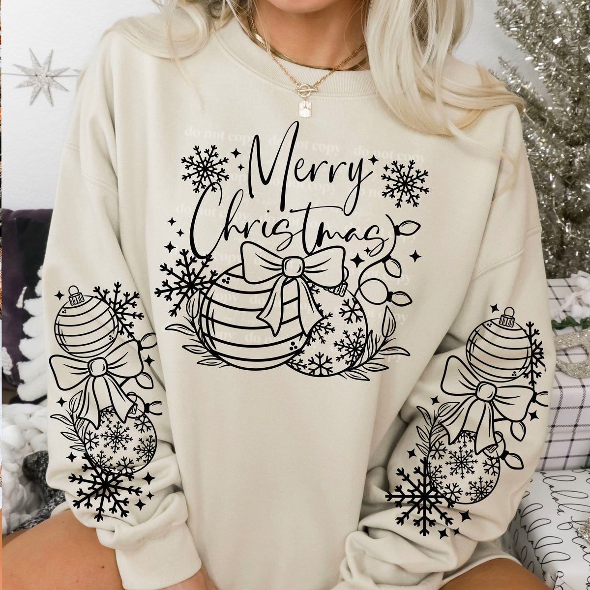 Merry Christmas w/ Sleeves Single Color PNG