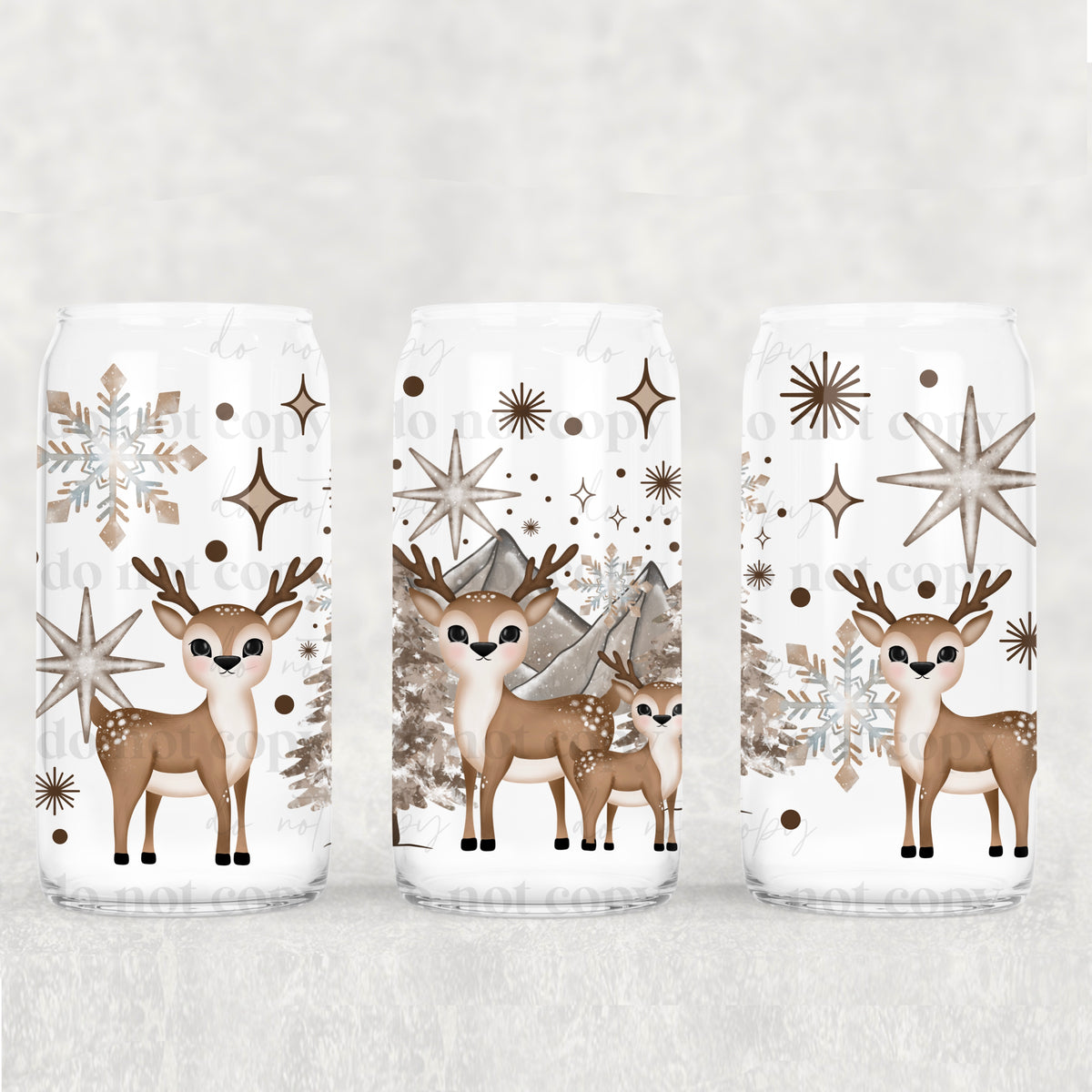 Winter Deer 16oz Glass Wrap