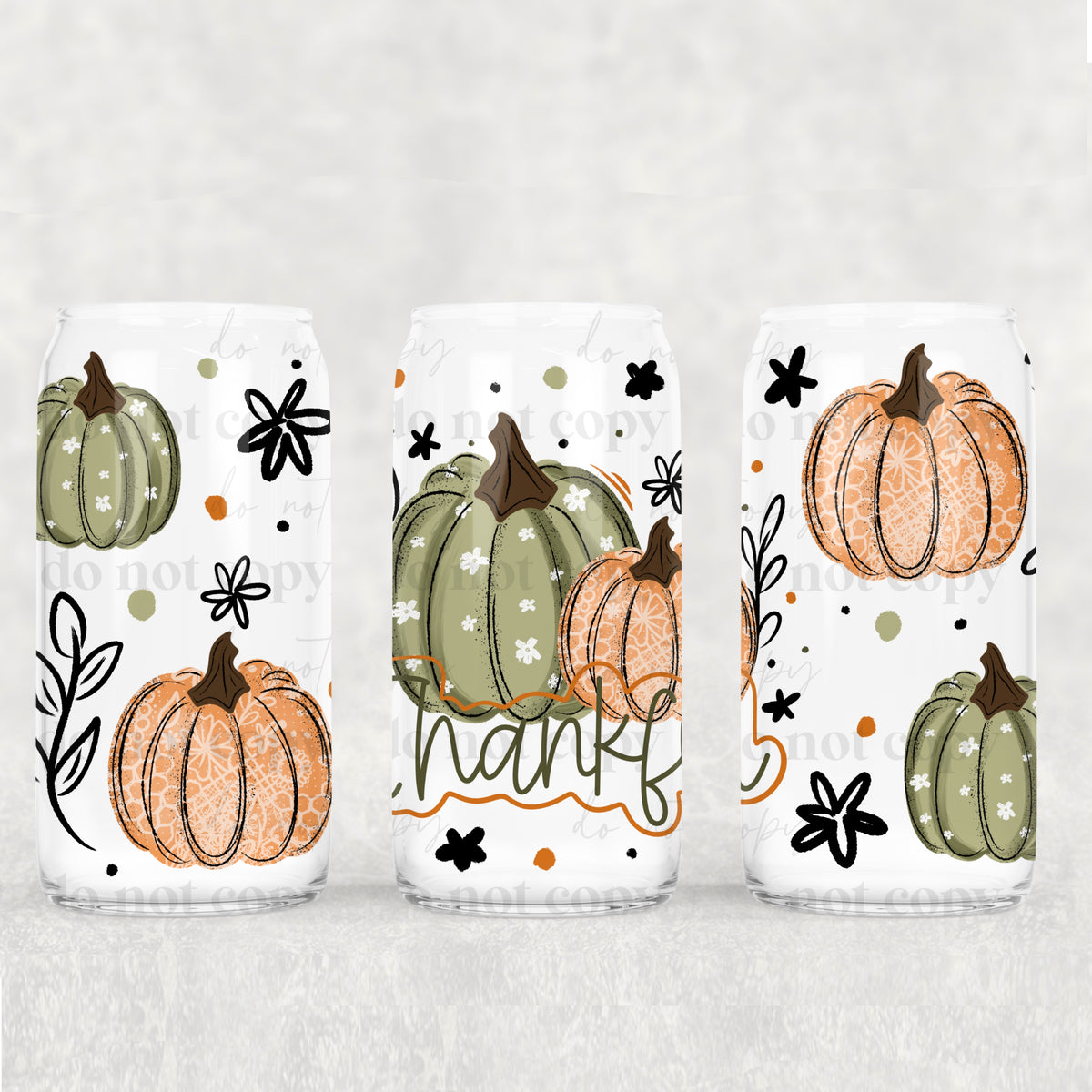 Thankful Pumpkins 16oz Glass Wrap