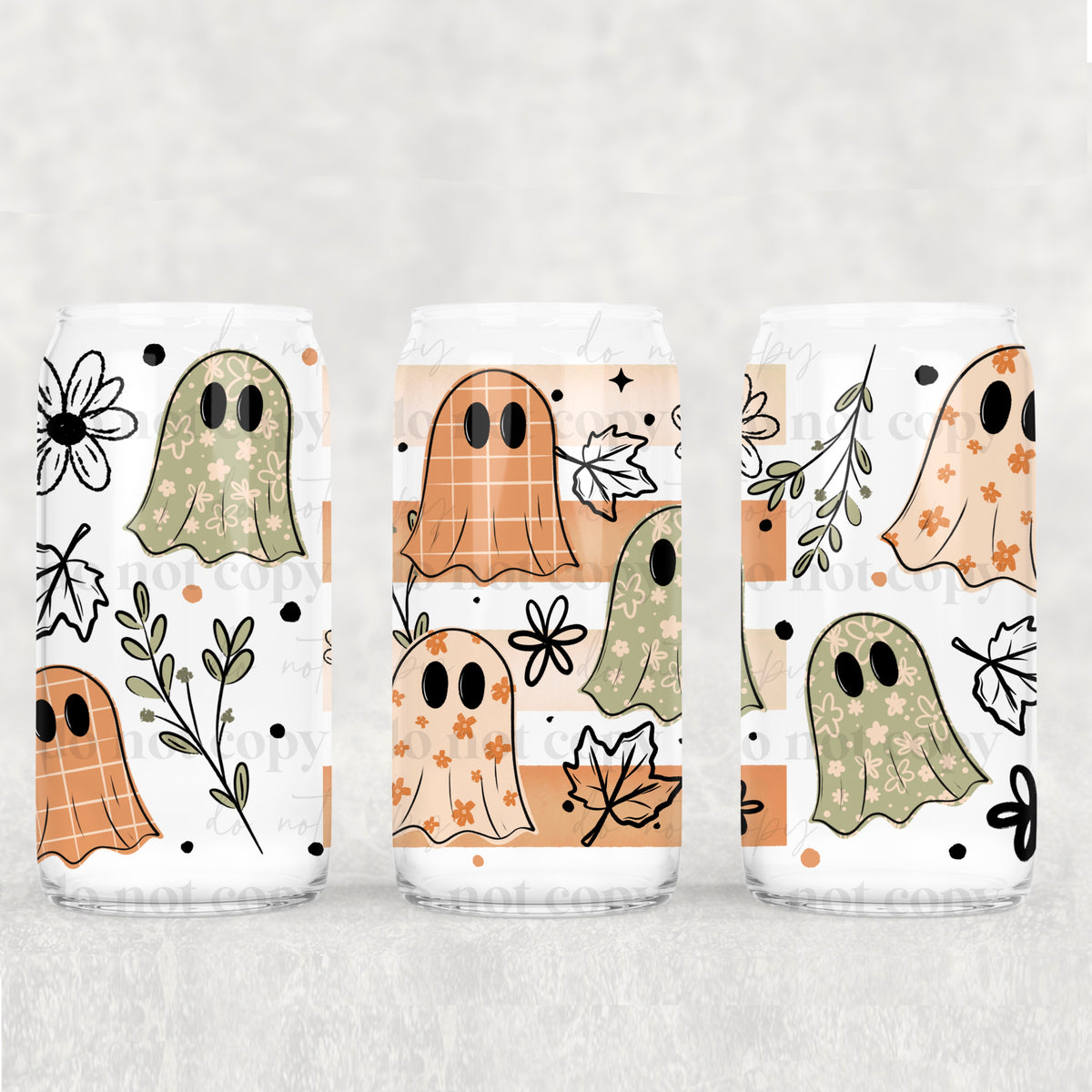 Ghostie Stripes 16oz Glass Wrap
