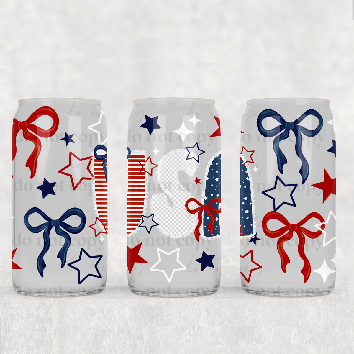 USA Lace Bows 16 Oz Glass Wrap