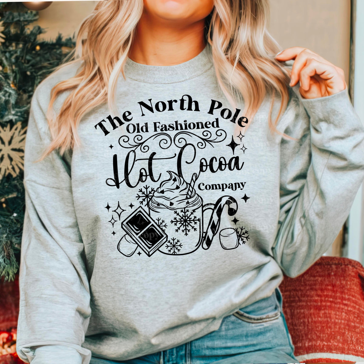 North Pole Hot Cocoa w/ Sleeves Single Color PNG