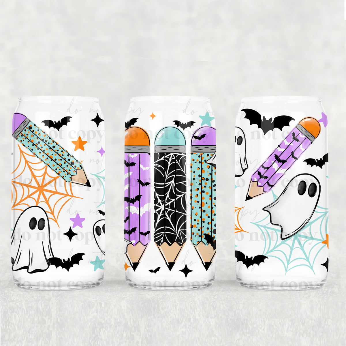 Halloween Pencils 16oz Glass Wrap