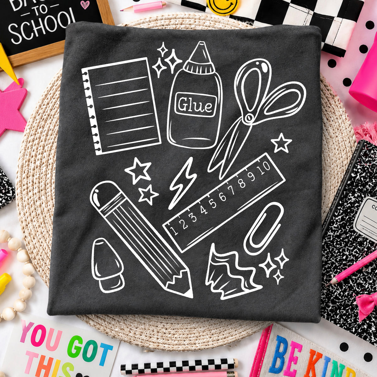 School Doodles Single Color PNG