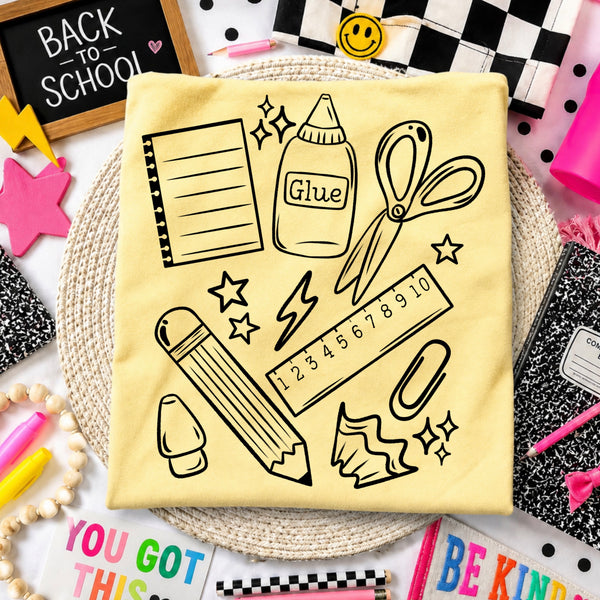 School Doodles Single Color PNG