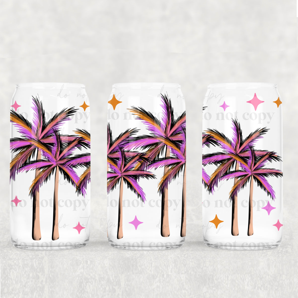 Colorful Palm Trees 16oz Glass Wrap