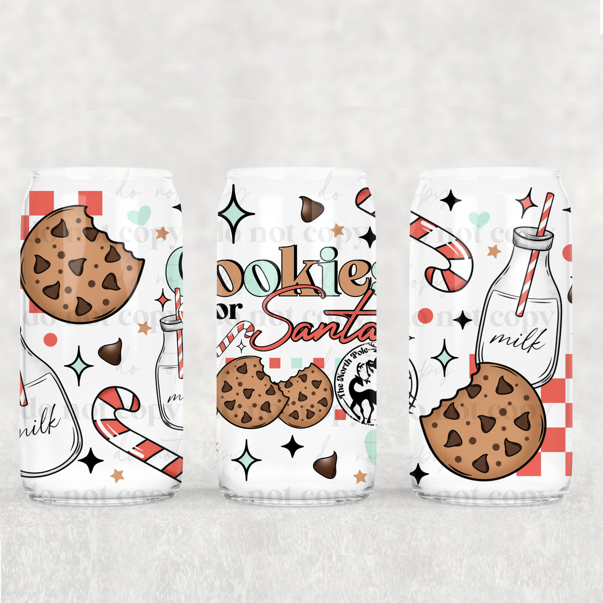 Cookies For Santa 16oz Glass Wrap