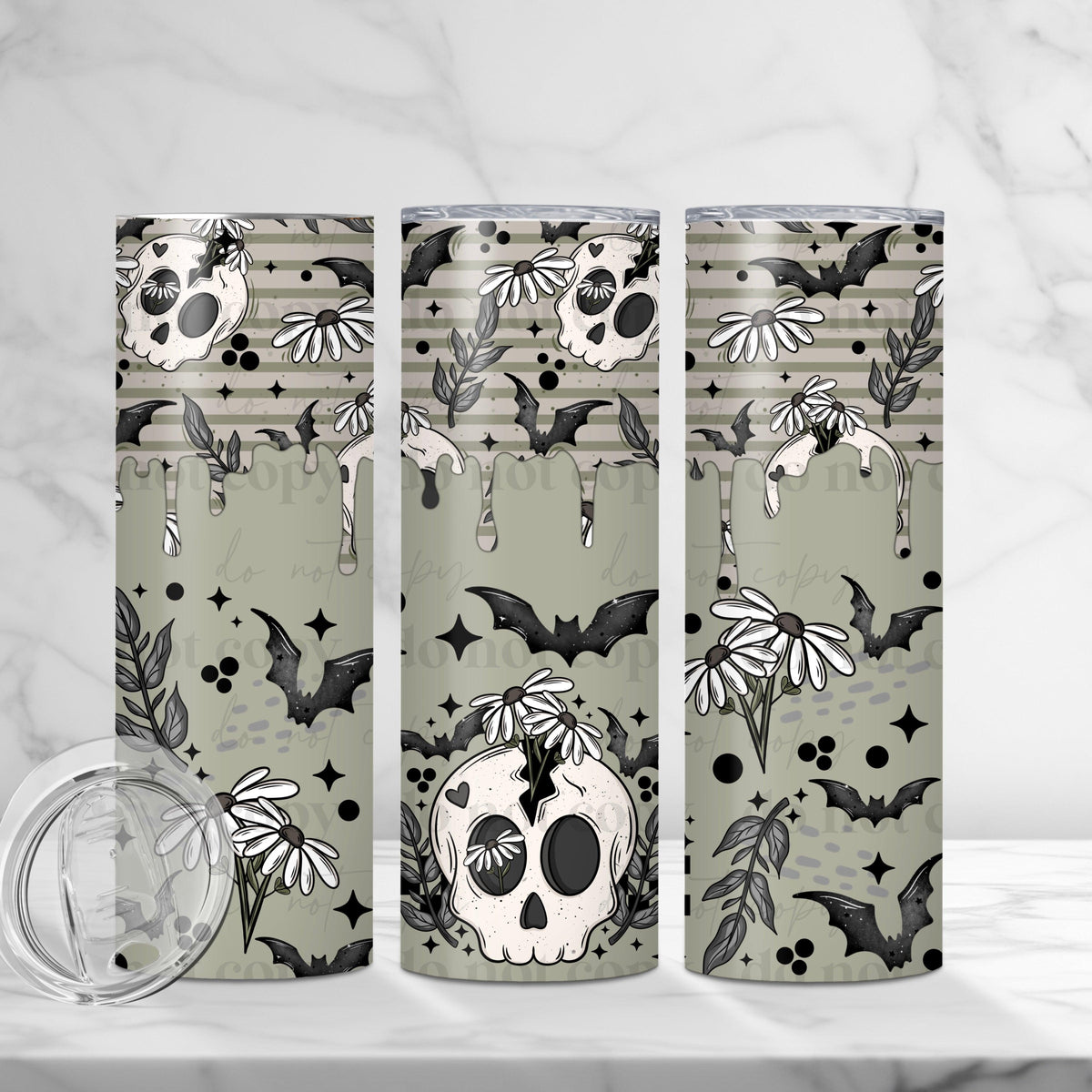 Bat Floral Skellie Tumbler Wrap