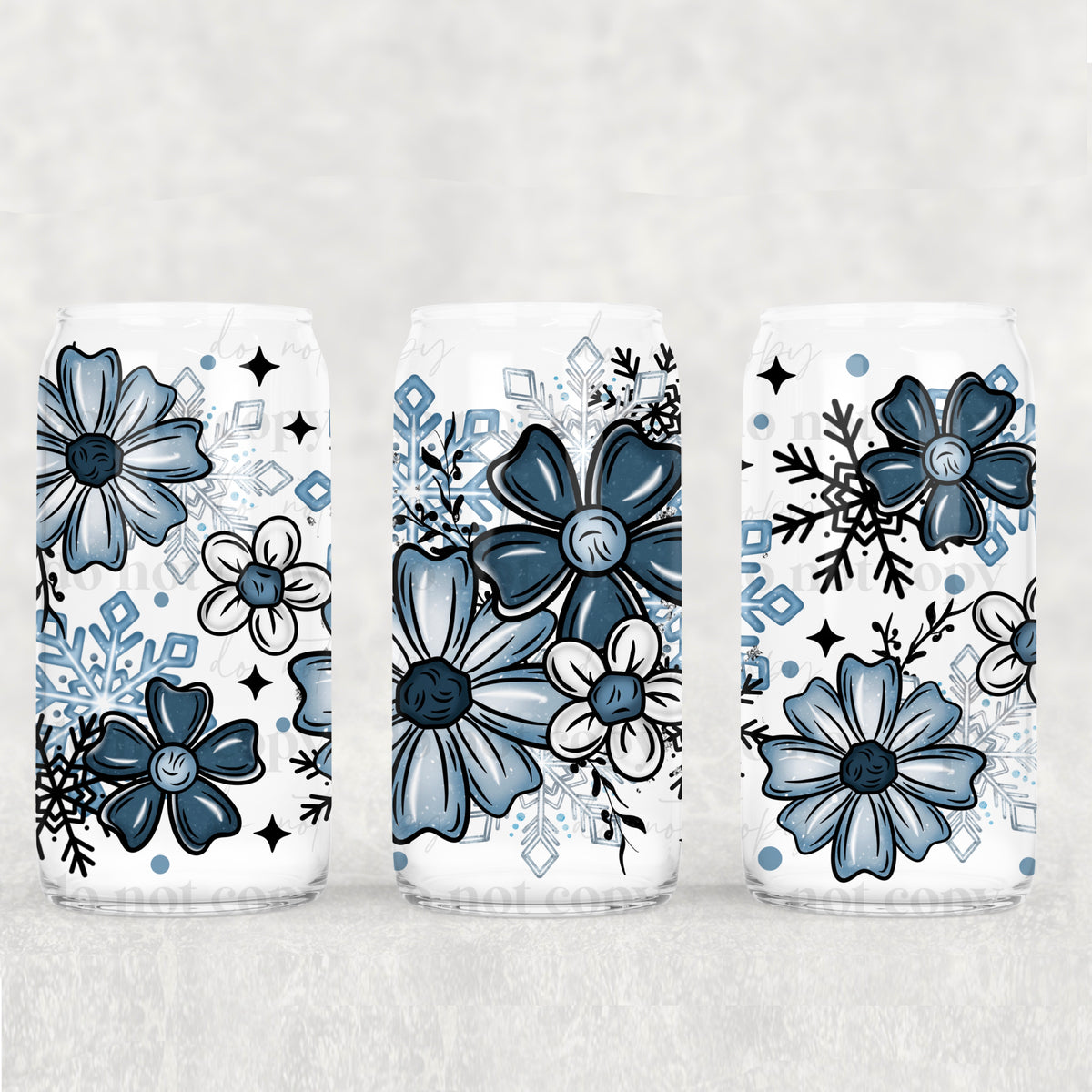 Winter Florals 16oz Glass Wrap