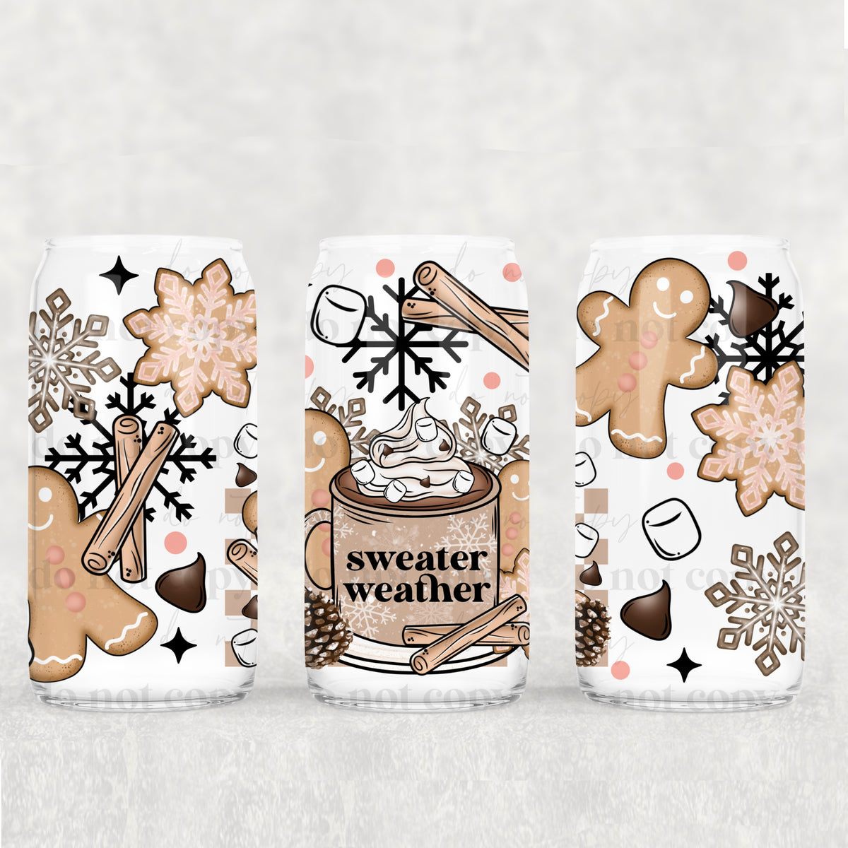 Sweater Weather Gingerbread 16oz Glass Wrap