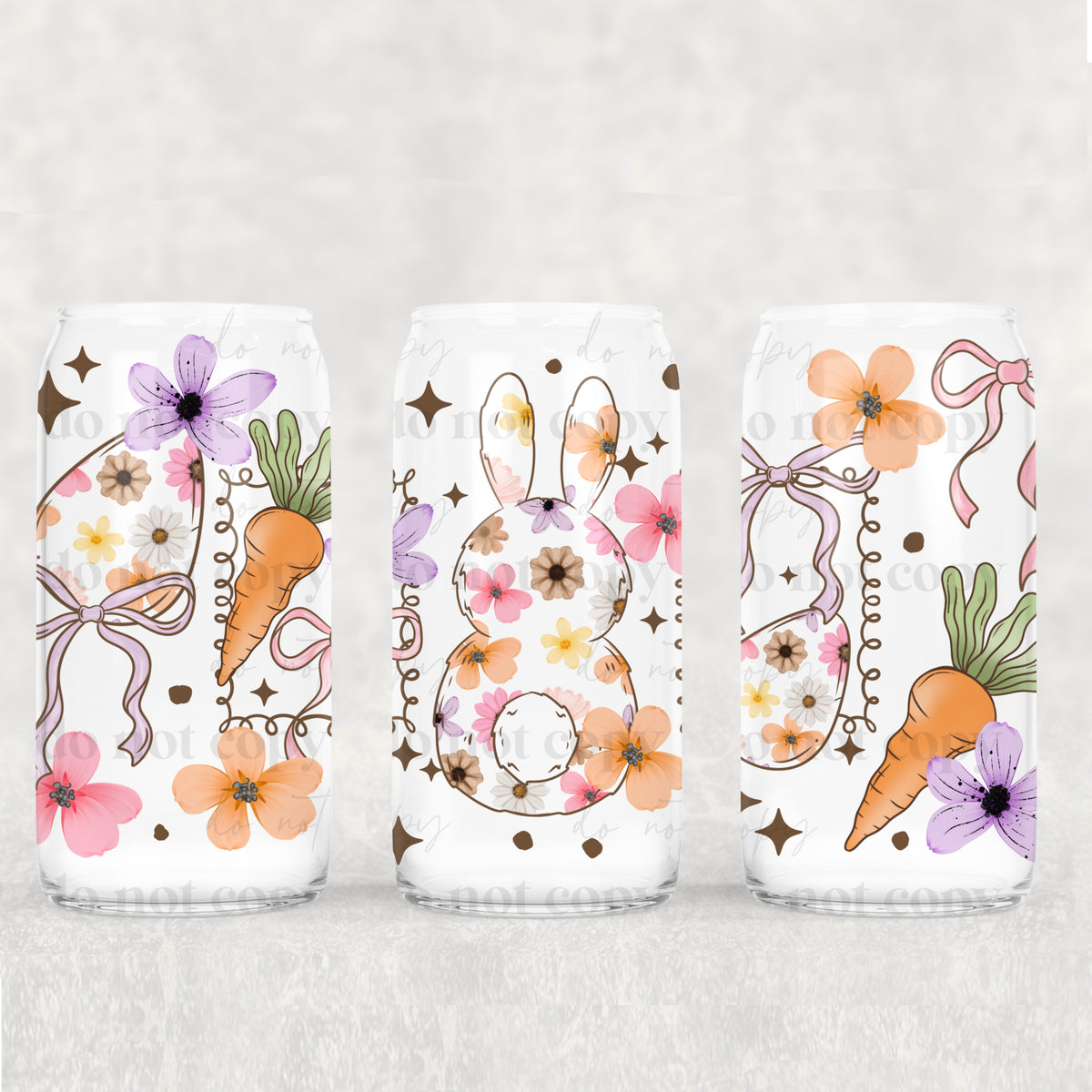 Floral Bunny 16 oz Glass Wrap