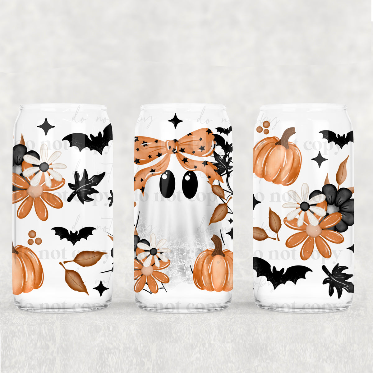 Fall Lace Ghost 16oz Glass Wrap