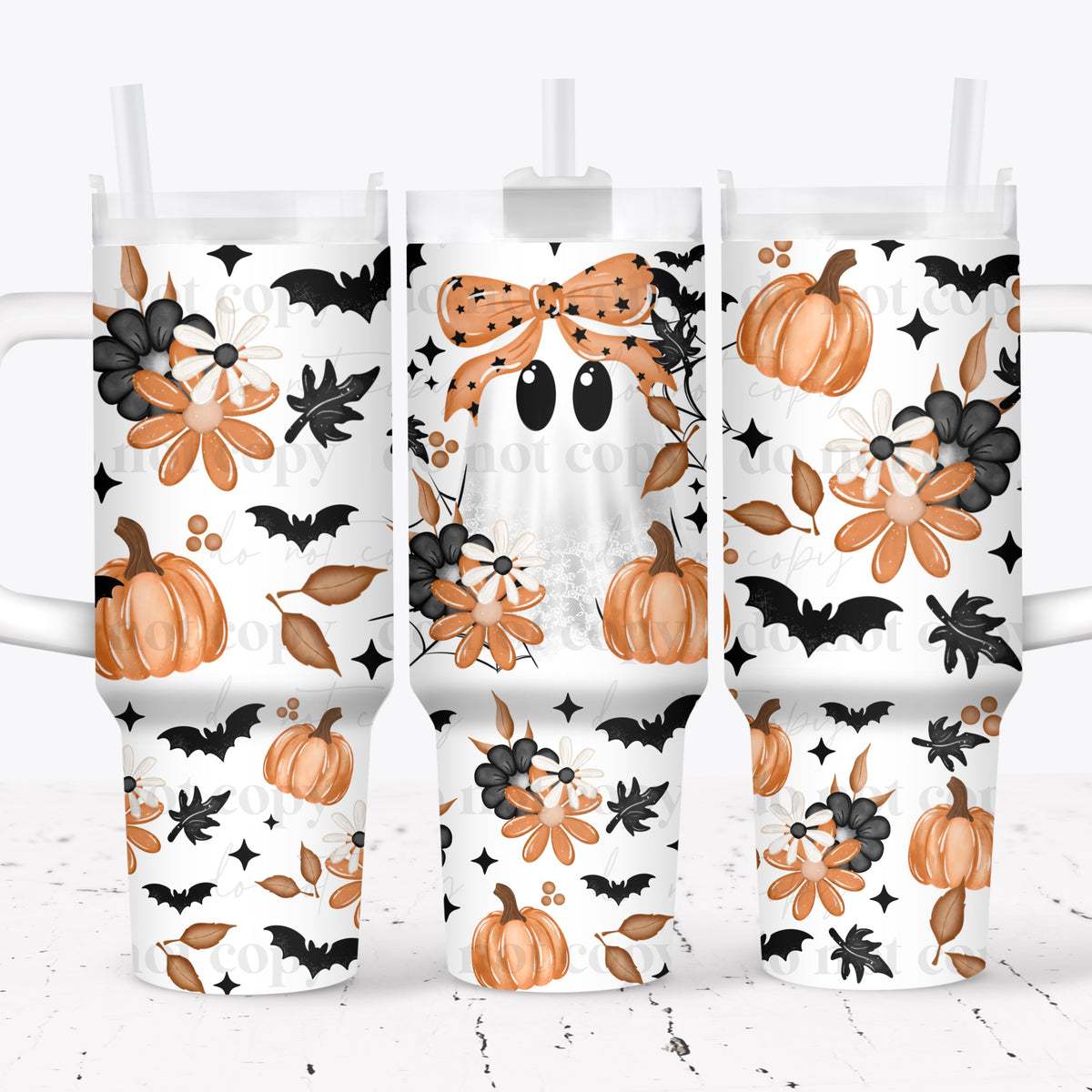 Fall Lace Ghost 40oz Tumbler Wrap