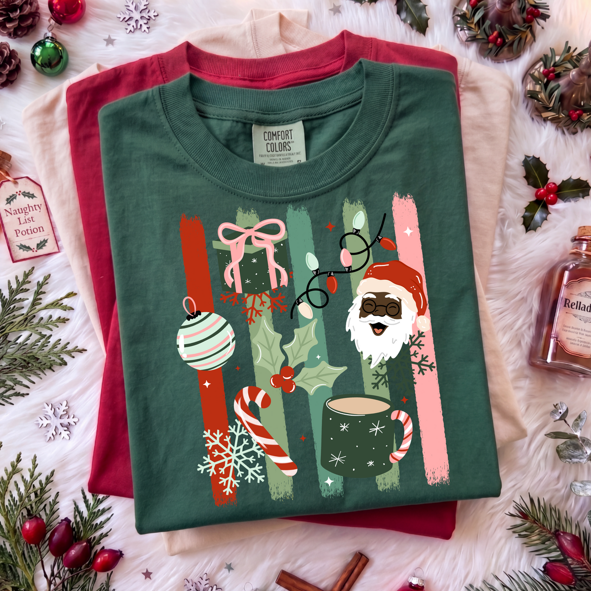 Santa Gift Dark Skin Tone PNG