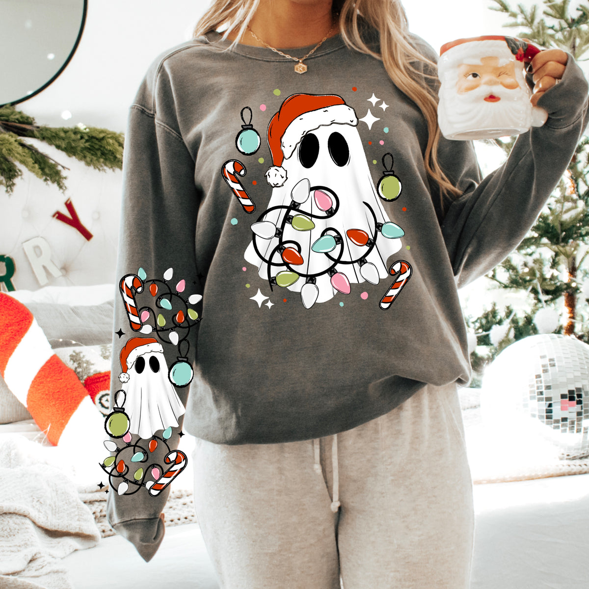 Christmas Lights Ghostie w/ Sleeves PNG