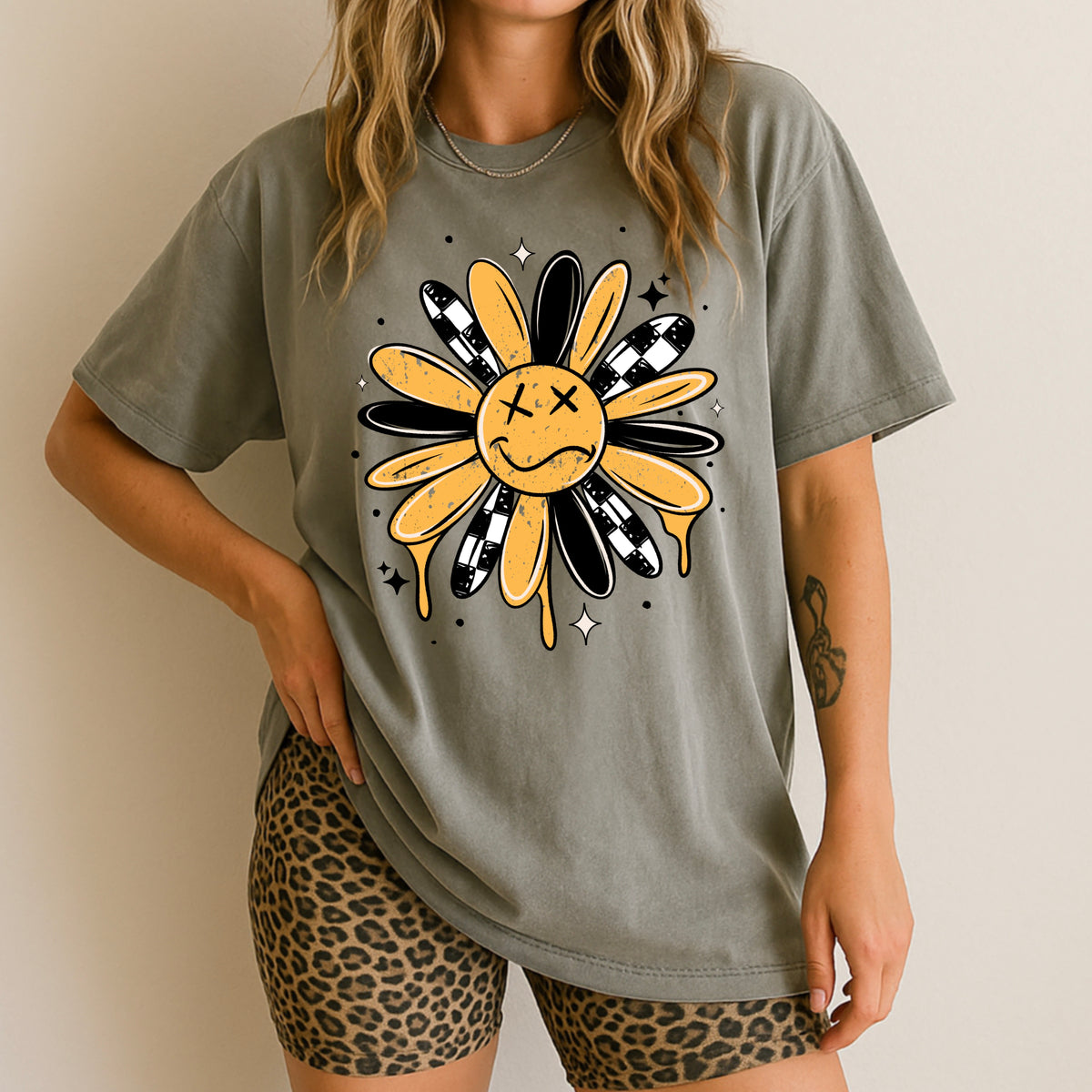 Drippy Checker Flower PNG