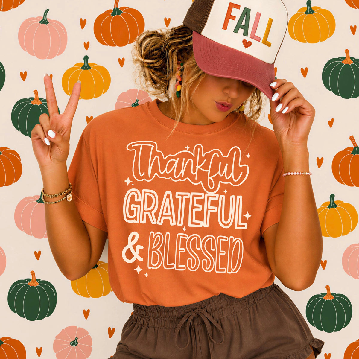 Thankful Grateful Blessed Single Color PNG
