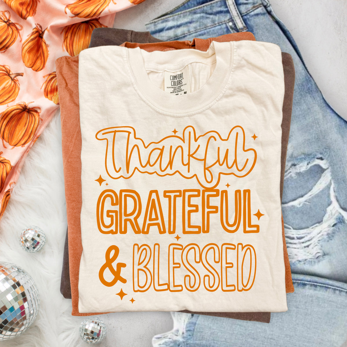 Thankful Grateful Blessed Single Color PNG