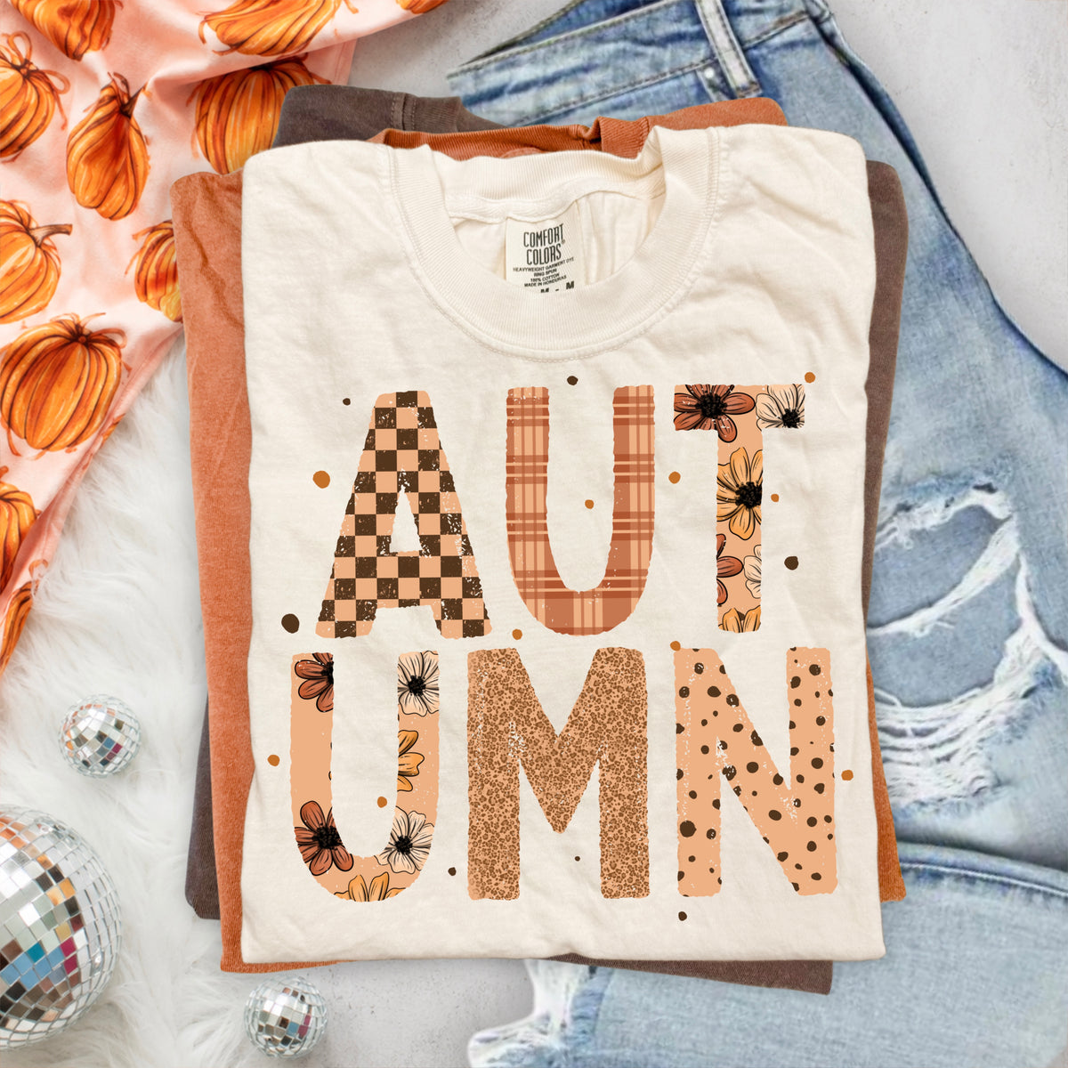 Autumn Pattern Letters PNG