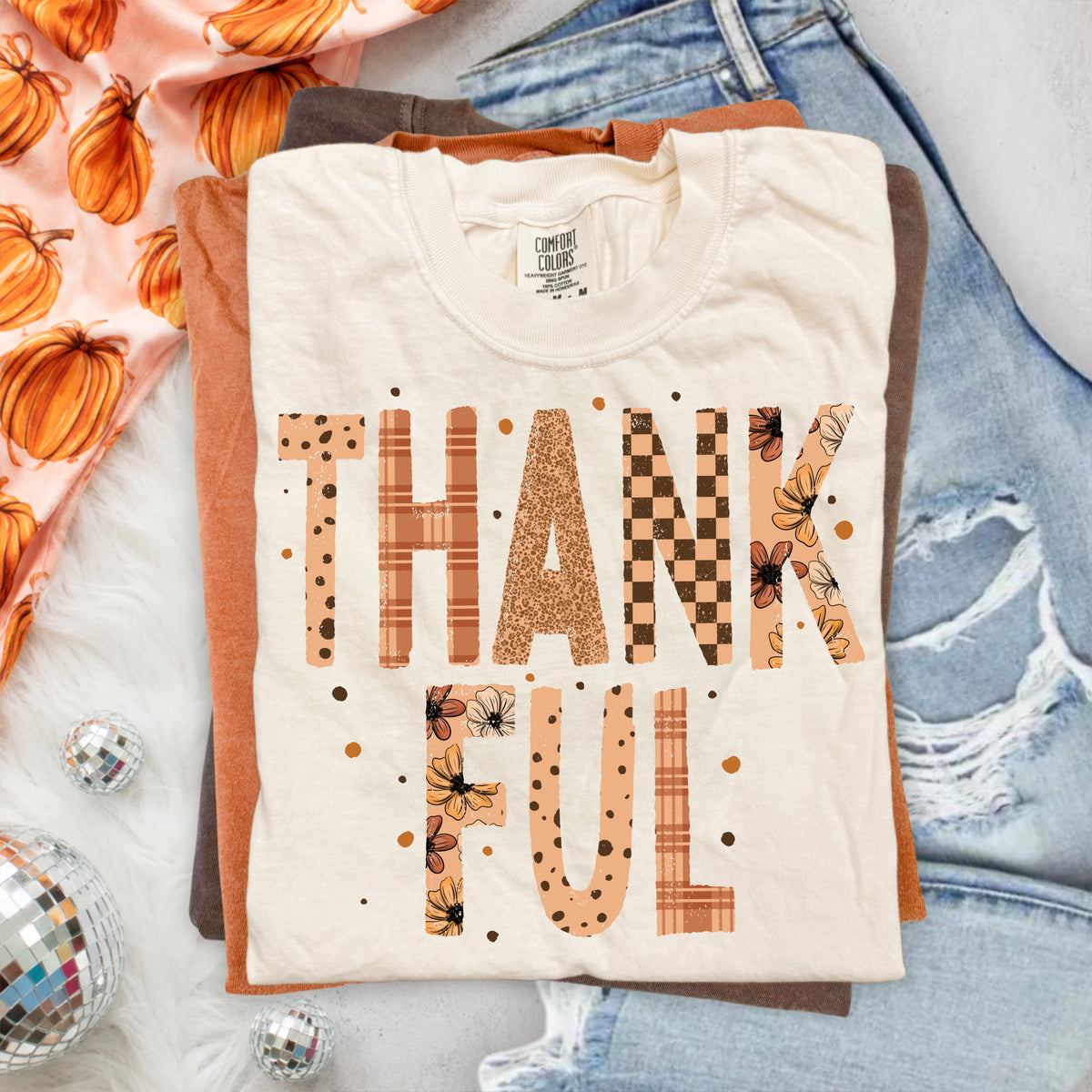 Thankful Pattern Letters PNG