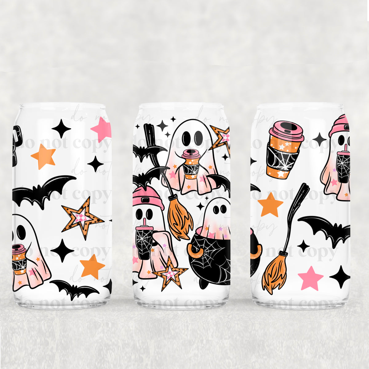 Spooky Ghosts 16oz Glass Wrap