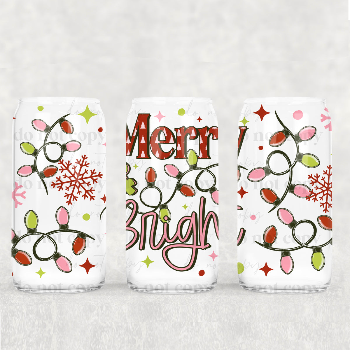 Merry & Bright 16oz Glass Wrap