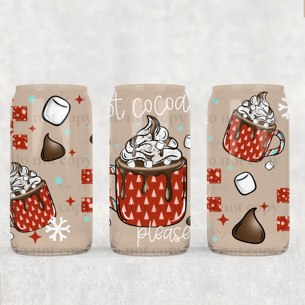 Hot Cocoa Please 16oz Glass Wrap