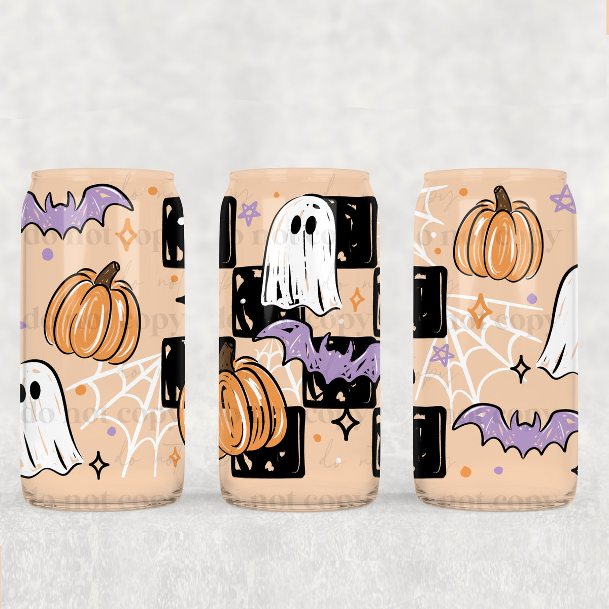 Checker Halloween 16oz Glass Wrap