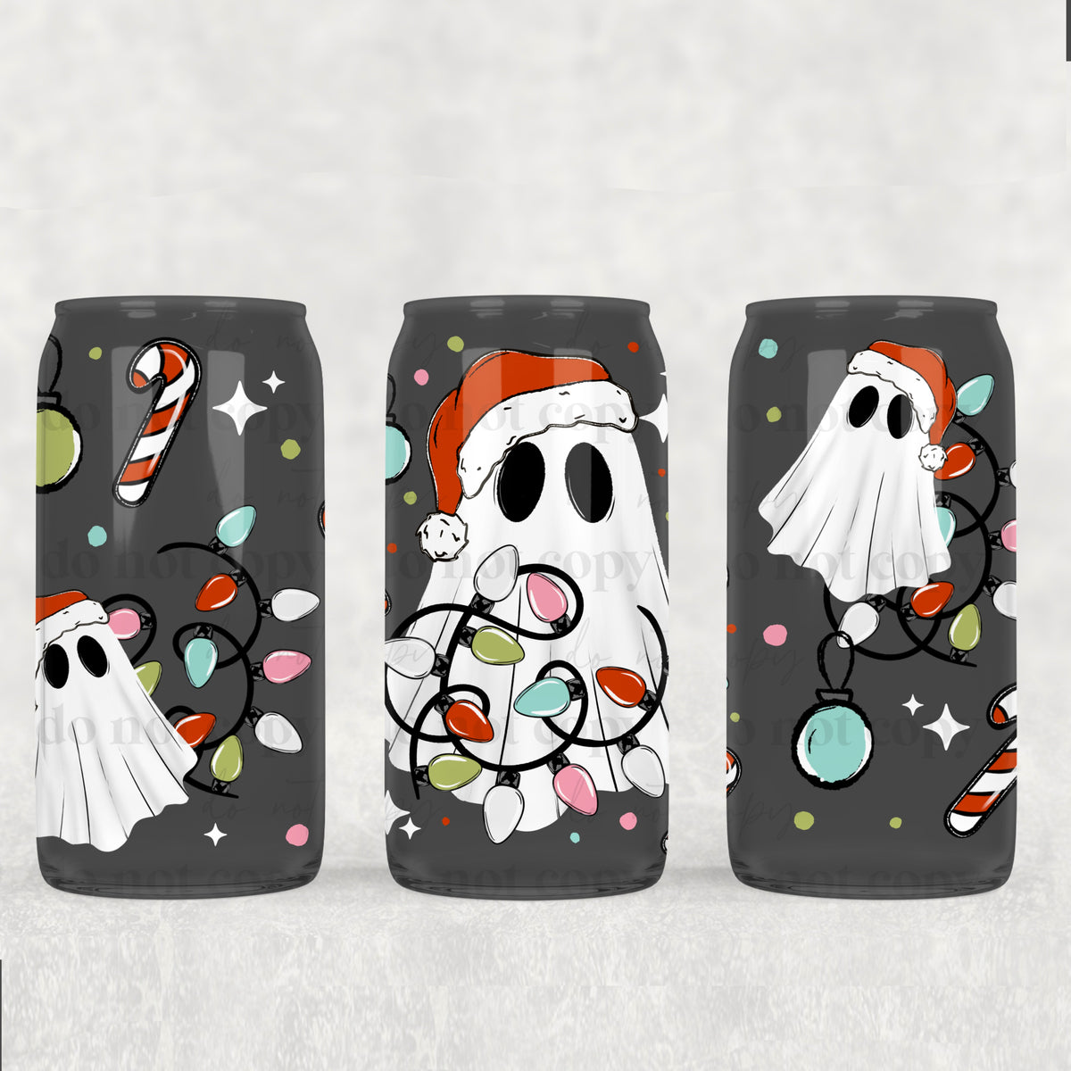 Christmas Ghostie 16oz Glass Wrap