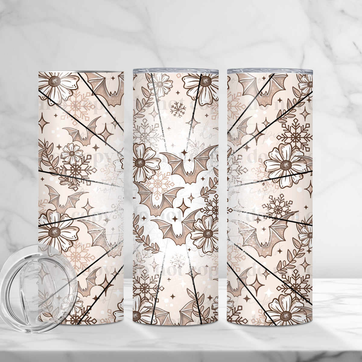 Neutral Floral Bats Tumbler Wrap