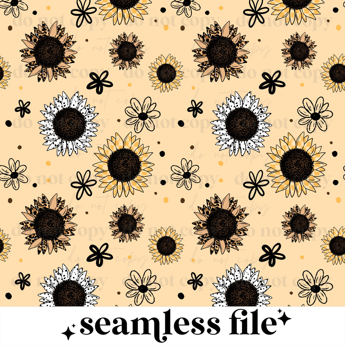 Patterned Sunflower Seamless