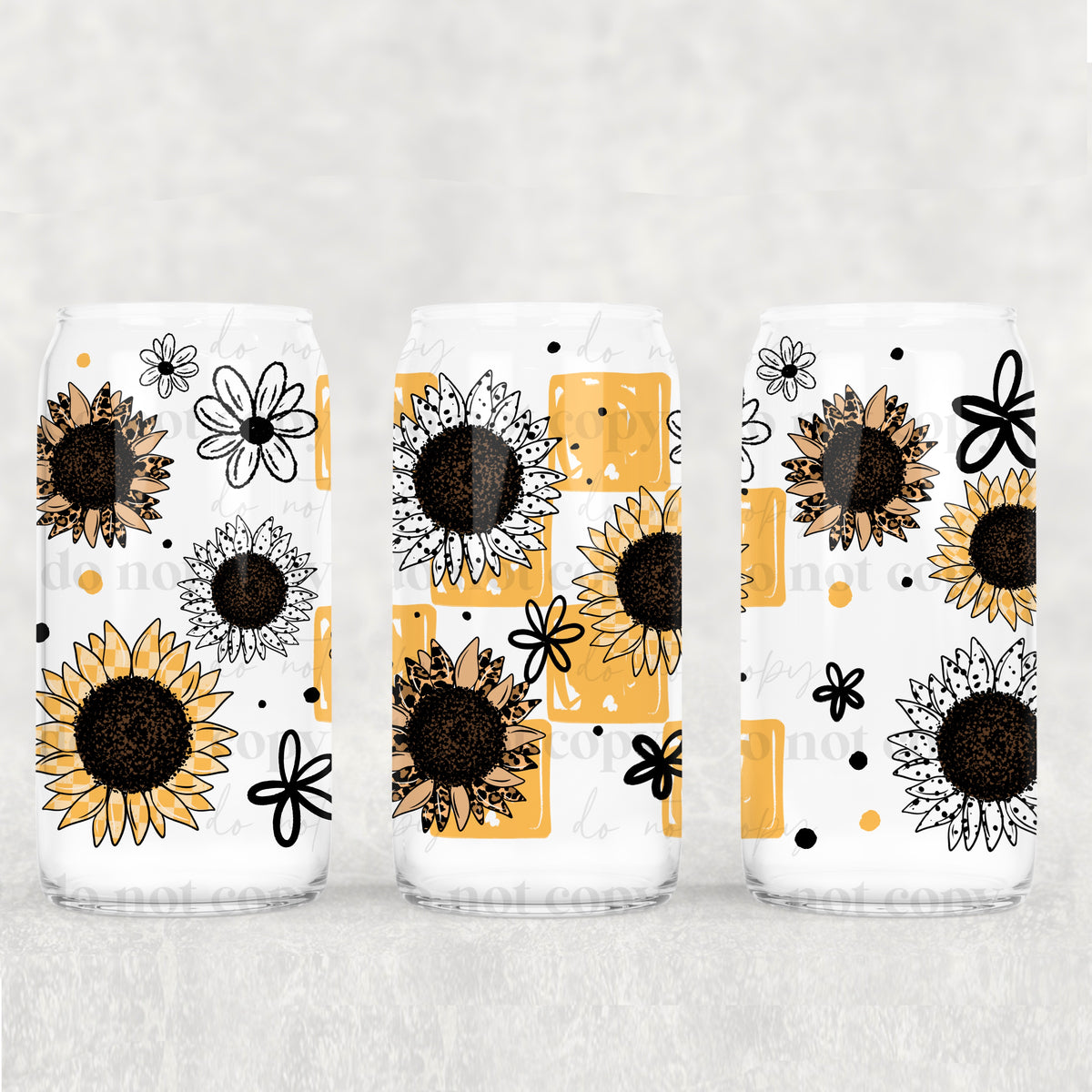 Sunflower Stripes 16oz Glass Wrap