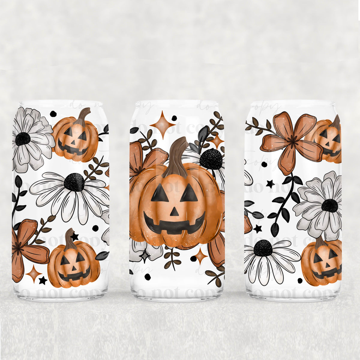 Pumpkin Florals 16oz Glass Wrap